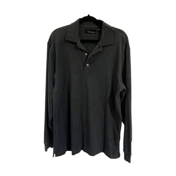 Greg Norman Mens Medium Long Sleeve Polo Pullover Charcoal Gray Shark Logo - Picture 9 of 10